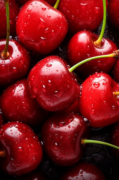 Il y a beaucoup de cerises mouillées Focus sélectif