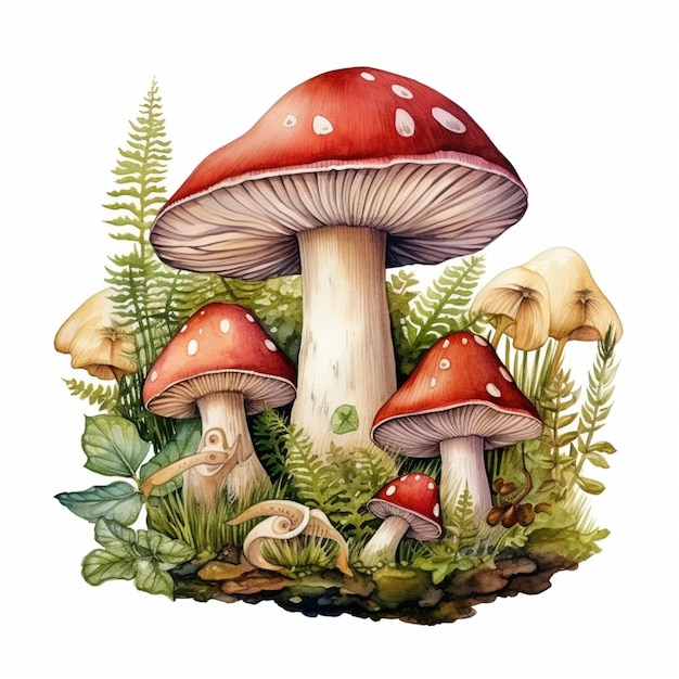 Il y a beaucoup de champignons qui poussent hors du sol.