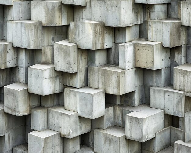 Photo il y a beaucoup de cubes de béton empilés ensemble sur un mur génératif ai