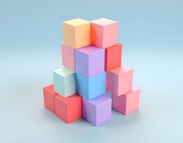 Photo il y a beaucoup de cubes colorés empilés les uns sur les autres.