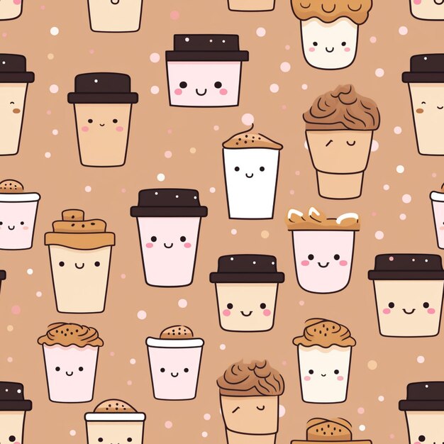 Il y a beaucoup de différents types de cafés et de beignets sur ce modèle génératif ai