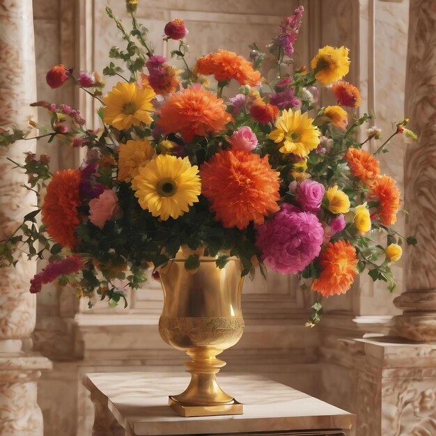 Il y a beaucoup de différents types de vases et de fleurs sur ce modèle carré génératif ai