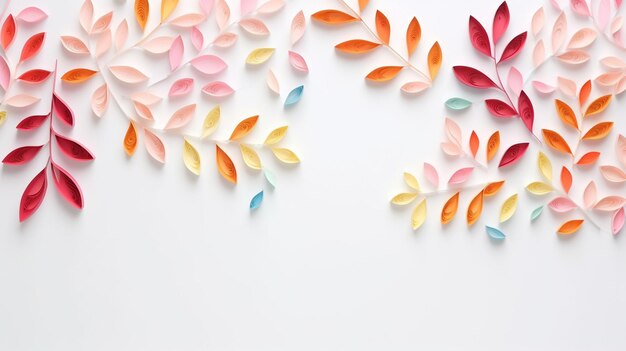 Photo il y a beaucoup de feuilles de papier colorées sur un mur blanc.