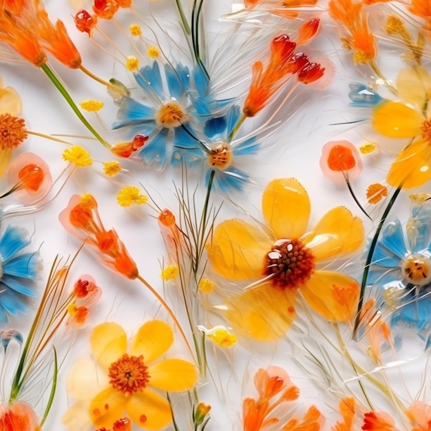 Photo il y a beaucoup de fleurs de différentes couleurs dans un récipient en plastique.