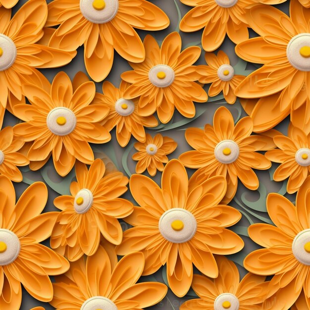 Il y a beaucoup de fleurs orange qui sont sur une table ai générative