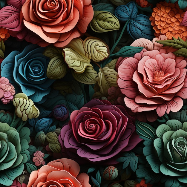 Il y a beaucoup de fleurs de papier de différentes couleurs sur un fond noir.