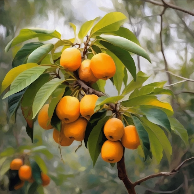 Il y a beaucoup d'oranges sur l'arbre dans la forêt générative ai