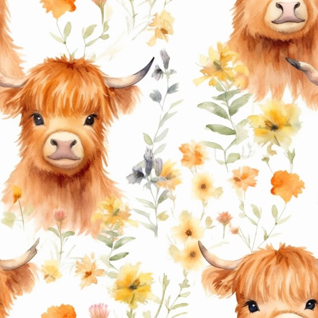 Il y a beaucoup de photos différentes d'une vache avec des fleurs sur elle générative ai