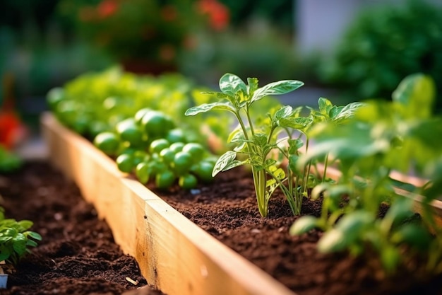 Il y a beaucoup de plantes dans le jardin qui poussent dans la saleté générative ai