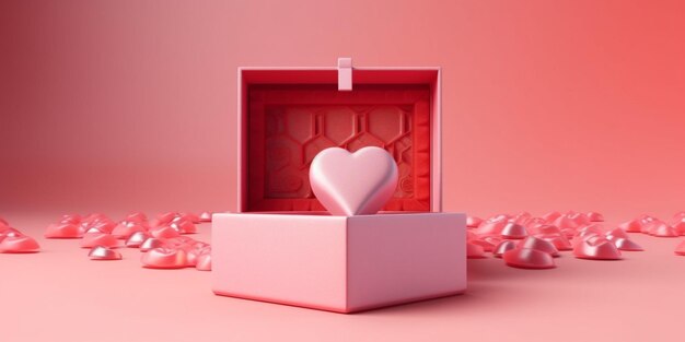 il y a une boîte en forme de coeur avec un tas de bonbons dedans IA générative