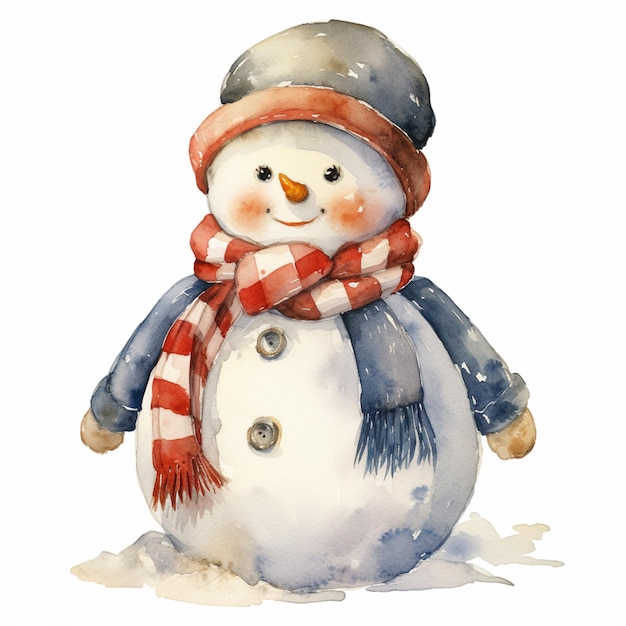 il y a un bonhomme de neige avec une écharpe et un chapeau sur l'IA générative