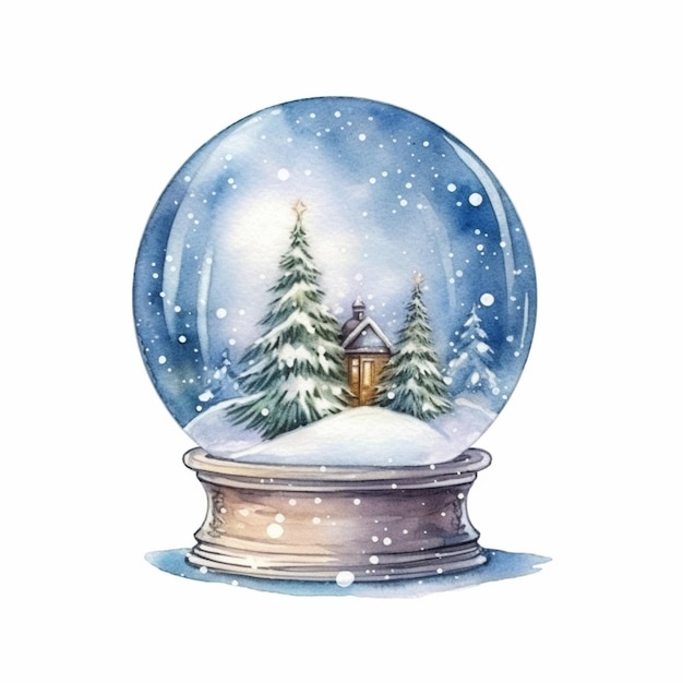 Il y a une boule de neige avec une maison à l'intérieur.