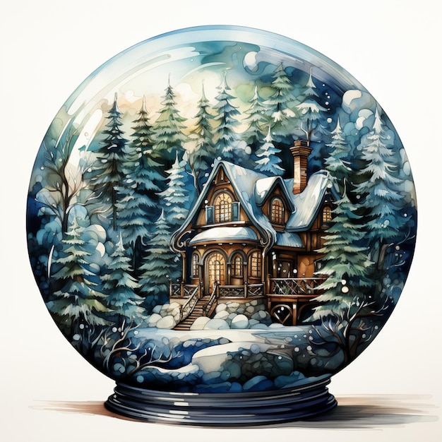 Il y a une boule de neige avec une maison à l'intérieur.