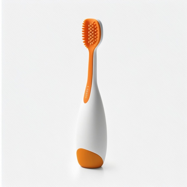 Il y a une brosse à dents avec des poils orange dessus.