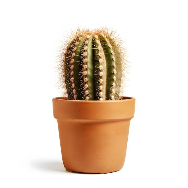 il y a un cactus dans un pot sur fond blanc IA générative