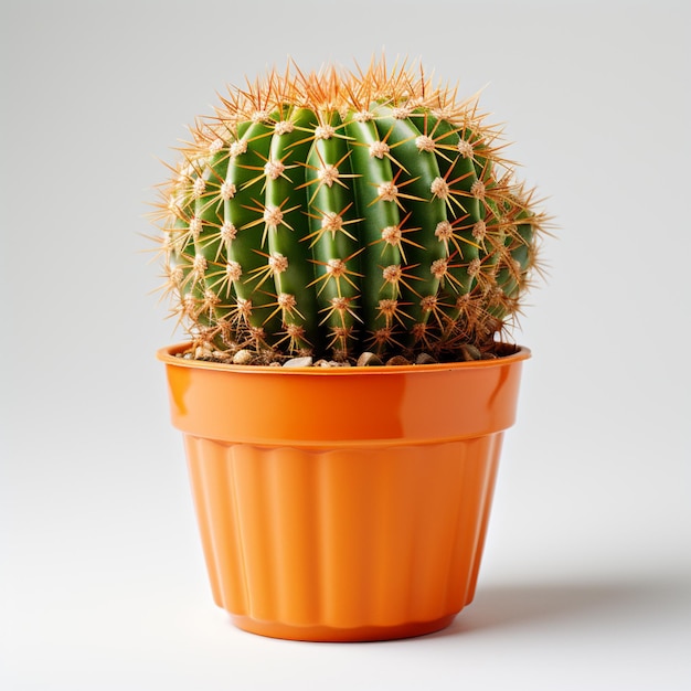 il y a un cactus dans un pot sur une surface blanche ai générative