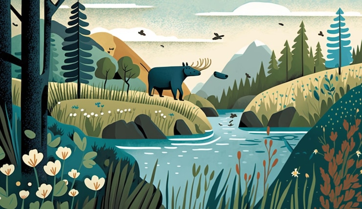 Photo il y a un cerf et un cerf debout dans une rivière générative ai