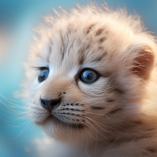 Il y a un chat blanc aux yeux bleus regardant la caméra ai générative