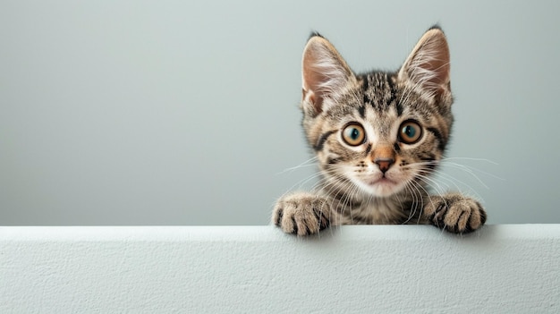 Il y a un chat qui regarde au-dessus d'un mur génératif ai
