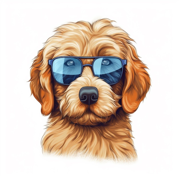 il y a un chien avec des lunettes de soleil sur le visage ai génératif