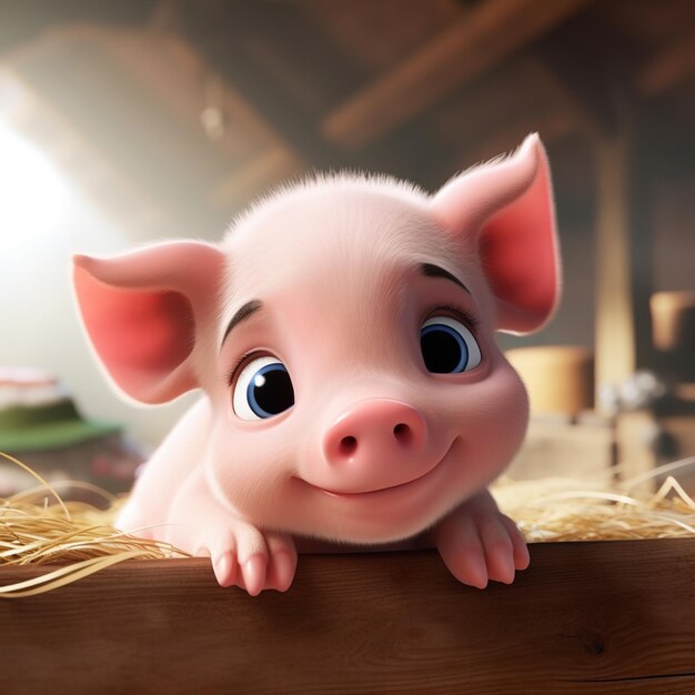 Il y a un cochon qui est assis sur une clôture en bois générative ai