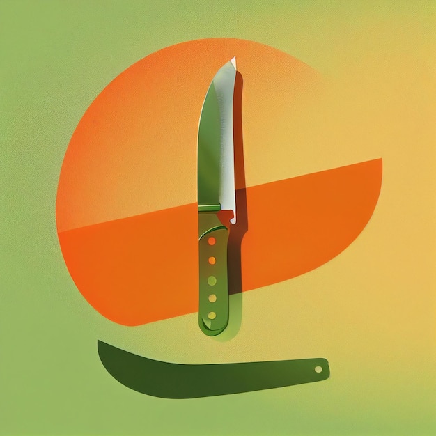 Photo il y a un couteau et une lame sur un fond vert.