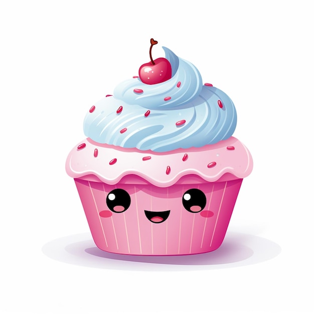 Il y a un cupcake avec une cerise au-dessus.