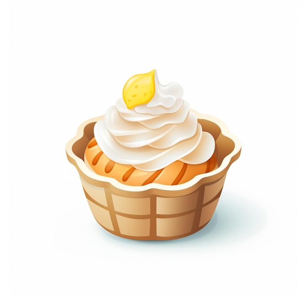 Il y a un cupcake avec de la crème fouettée et une tranche de citron générative ai