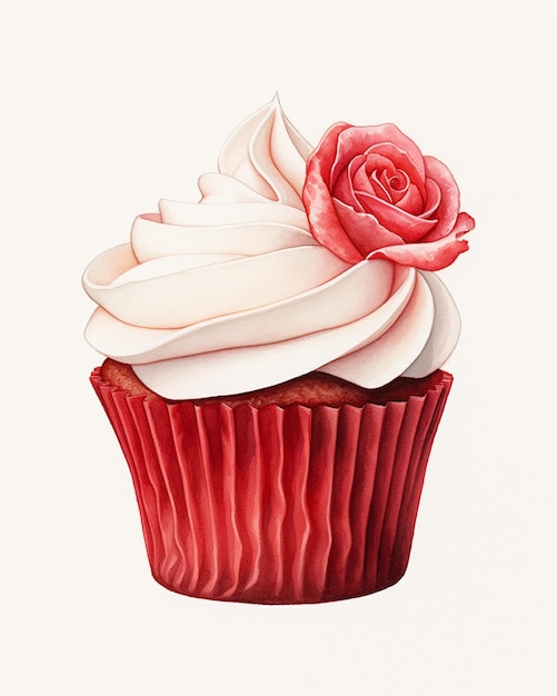 il y a un cupcake avec une rose dessus IA générative