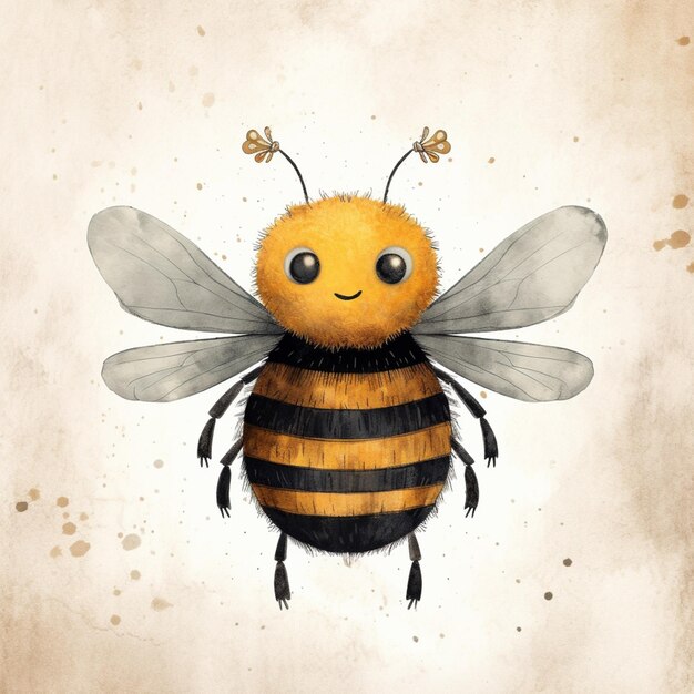 Photo il y a un dessin d'une abeille avec un sourire dessus.