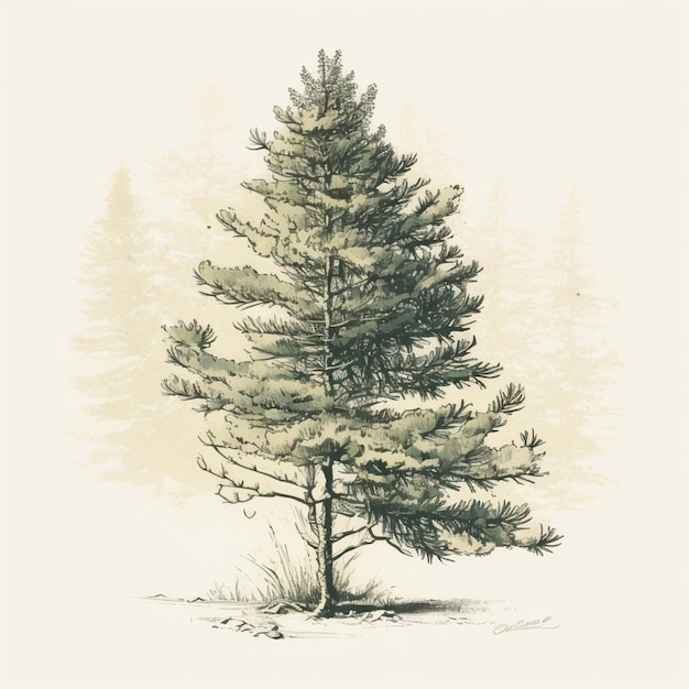 Photo il y a un dessin d'un arbre dans la neige.