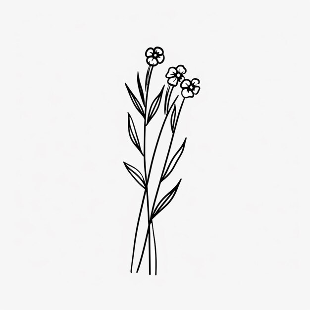 Il y a un dessin d'un bouquet de fleurs sur un fond blanc génératif ai