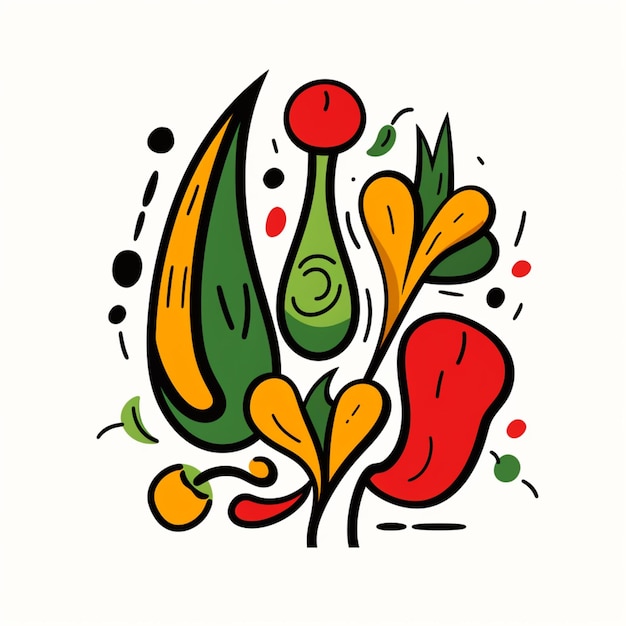Il y a un dessin d'un bouquet de légumes sur un fond blanc génératif ai