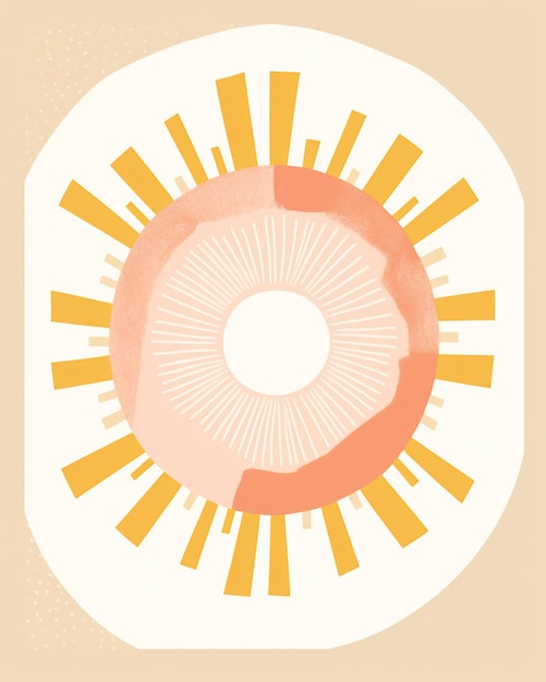 Photo il y a un dessin circulaire avec un soleil au milieu génératif ai