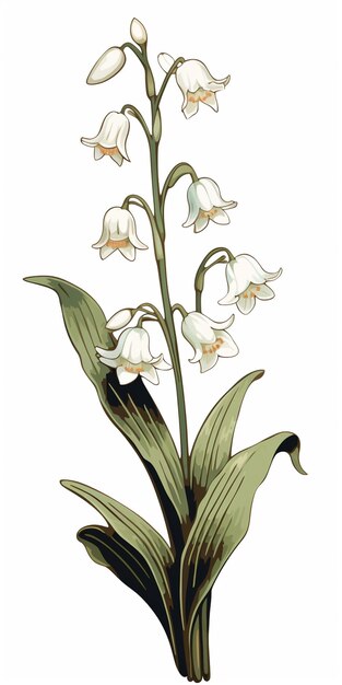 Il y a un dessin d'une fleur avec des fleurs blanches générative ai