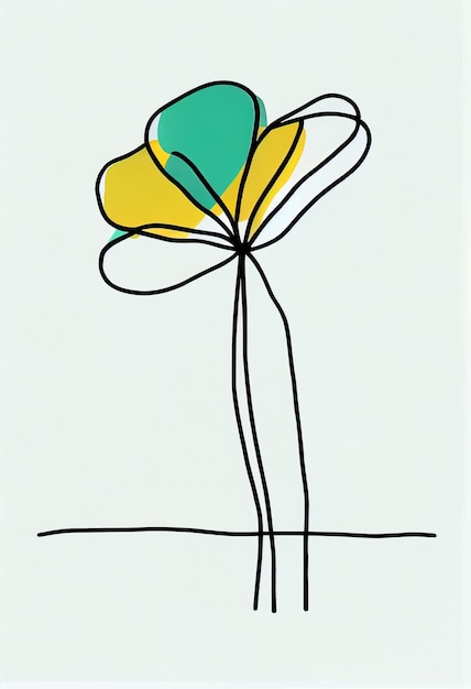 Il y a un dessin d'une fleur avec une tige verte générative ai