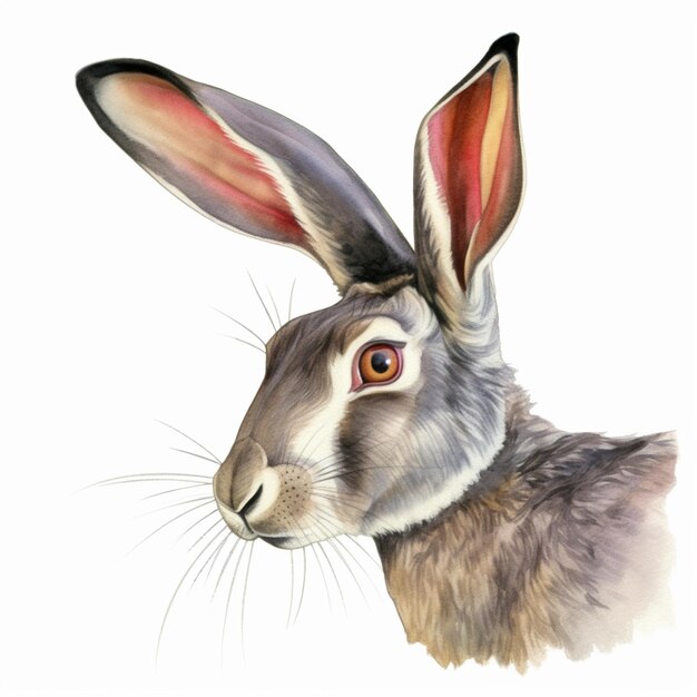 Il y a un dessin d'un lapin avec une grande oreille générative ai