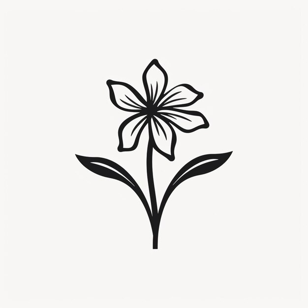 Photo il y a un dessin en noir et blanc d'une fleur sur un fond blanc.