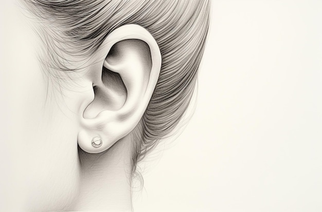 il y a un dessin d'une oreille de femme avec une IA générative perçante