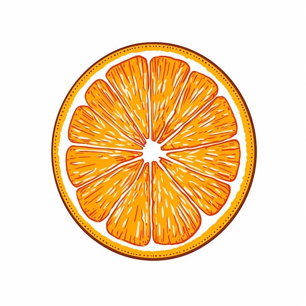 Il y a un dessin d'une tranche d'orange sur un fond blanc.