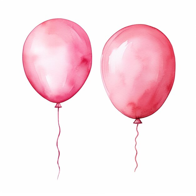 il y a deux ballons roses sur fond blanc ai générative