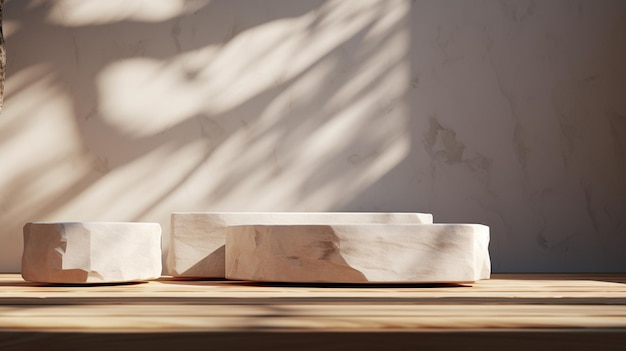 Il y a deux bols blancs assis sur une table en bois.