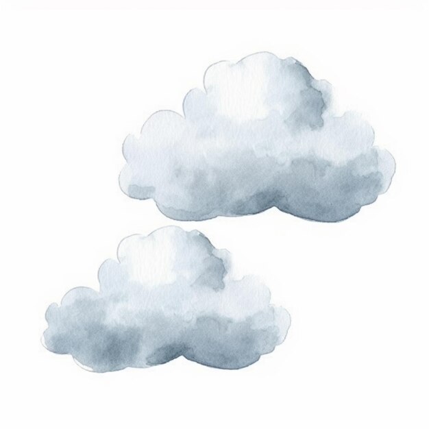 Il y a deux nuages qui sont peints dans un style d'aquarelle générative ai