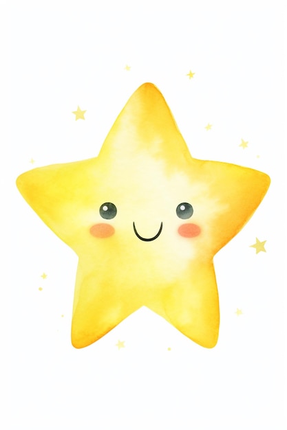 Il y a une étoile jaune avec un visage et un sourire dessus générative ai