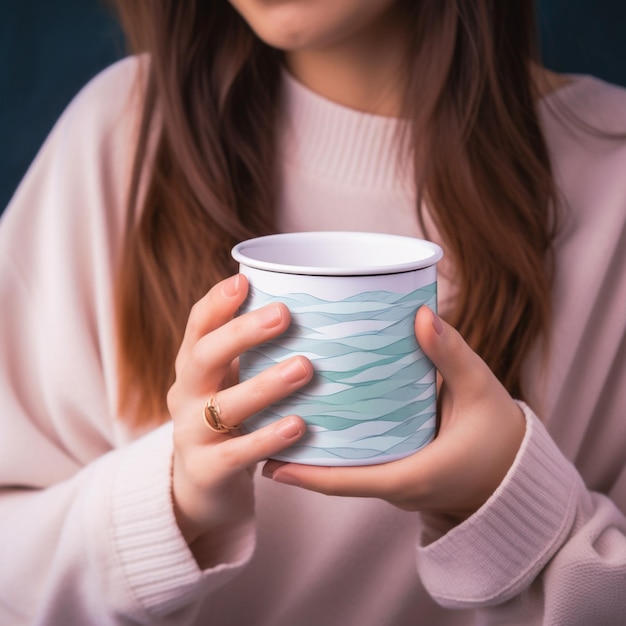 Il y a une femme tenant une tasse de café dans ses mains générative ai