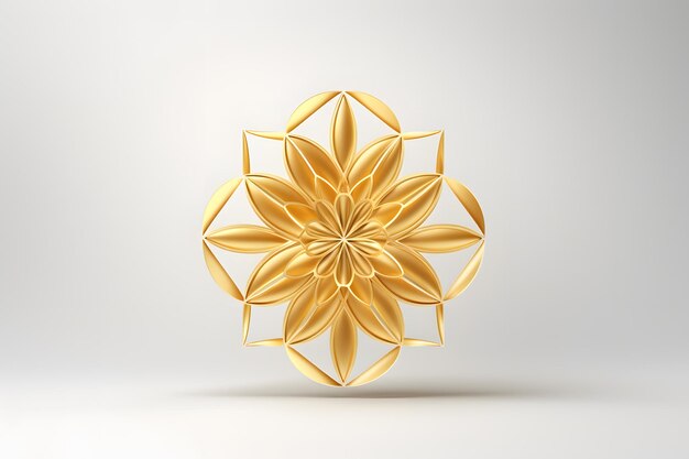 il y a une fleur d'origami dorée sur une surface blanche IA générative