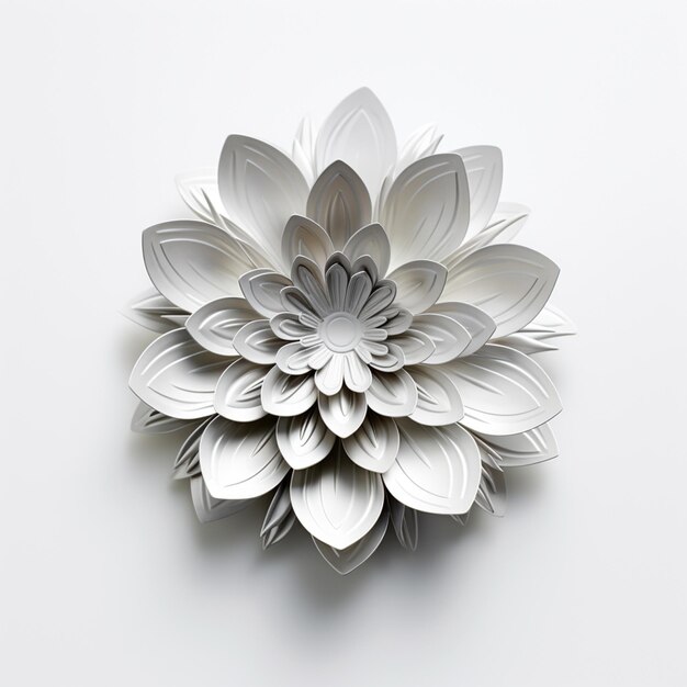 Il y a une fleur en papier faite de papier blanc sur une surface blanche ai générative