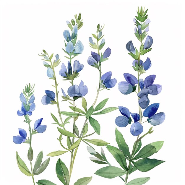 il y a des fleurs bleues qui sont sur un fond blanc génératif ai