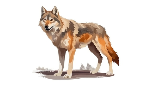 Il y a un fond blanc avec un loup solitaire Illustration Generative AI