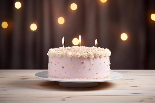 Il y a un gâteau avec des bougies sur le dessus avec des fleurs